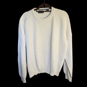 Men’s Sperry Top-Sider Ribbed White Medium Cotton Vintage USA Sweater